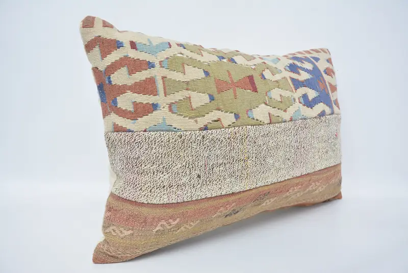 Kilim Cushion Sham, Turkish Rugs Cushion Case, Interior Designer Pillow, 16x24 Green Pillow Case, Vintage Kilim Pillow, Pillow - 3