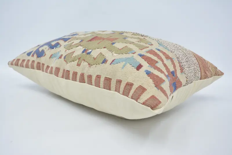 Kilim Cushion Sham, Turkish Rugs Cushion Case, Interior Designer Pillow, 16x24 Green Pillow Case, Vintage Kilim Pillow, Pillow - 6