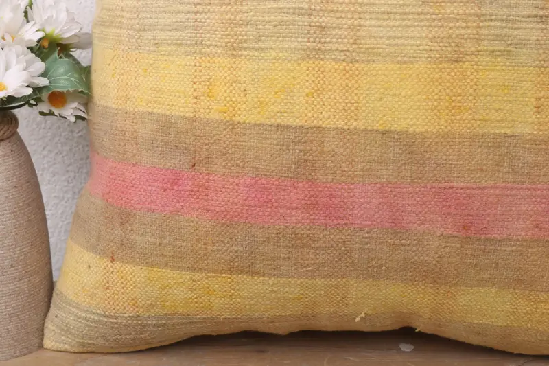 16x16 Yellow Pillow, Cushion, Handmade Kilim Cushion, Kilim Pillow Cover, Toss Pillow Sham, Kilim Cushion Sham, Accent Cushion, Bed Cushion - 3