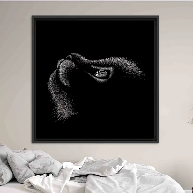 モダンな黒猫キャンバス: ロフト用のトレンディな抽象猫アート