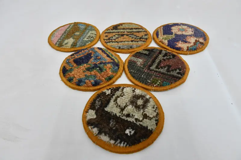 Blue and Green Woven Coasters, Stylish and Durable Rug Coasters