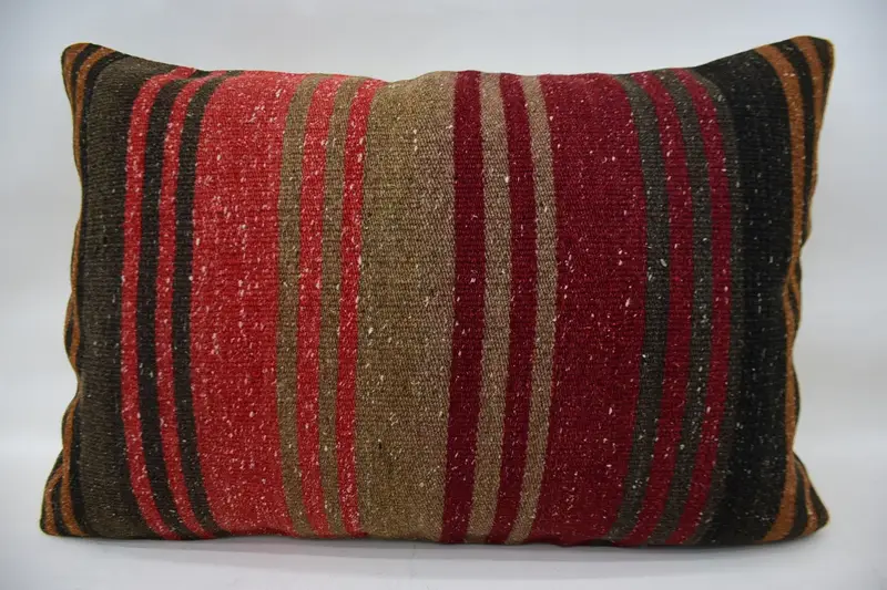 Interior Designer Pillow, Home Decor Pillow, Bed Pillow Sham, Pillow Sham, Wool Kilim Pillow Cushion Cover, Antique Pillows, 16x24 Red Cushion Case - 1