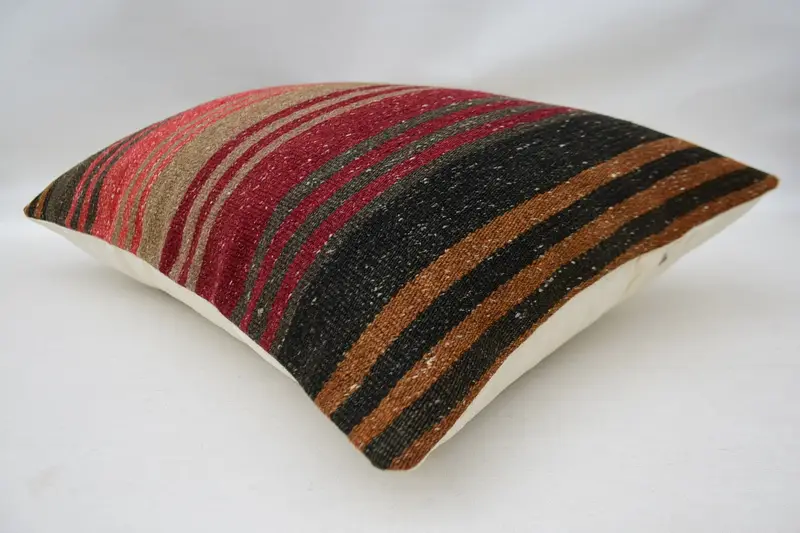 Interior Designer Pillow, Home Decor Pillow, Bed Pillow Sham, Pillow Sham, Wool Kilim Pillow Cushion Cover, Antique Pillows, 16x24 Red Cushion Case - 6