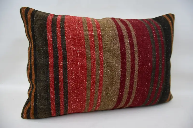 Interior Designer Pillow, Home Decor Pillow, Bed Pillow Sham, Pillow Sham, Wool Kilim Pillow Cushion Cover, Antique Pillows, 16x24 Red Cushion Case - 2