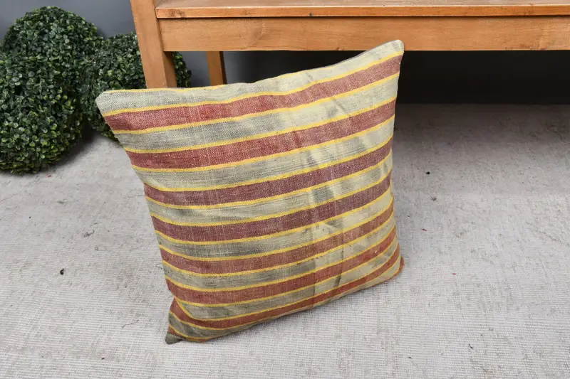 Cushion Cover, Interior Designer Pillow, Square Throw Pillow, Bed Cushion, Pillow for Couch, Kilim Cushion Sham, 18x18 Gray Pillow Sham - 7