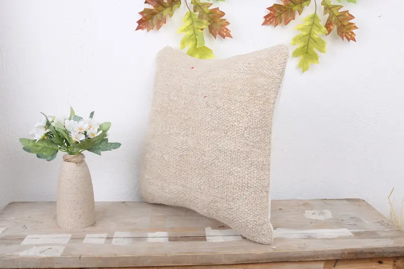 Pillow, Turkish Kilim Pillow, Home Decor Pillow, Decorative Throw Pillow Case, 14x14 White Pillow Cover, Boho Pillow Sham Cover - 4