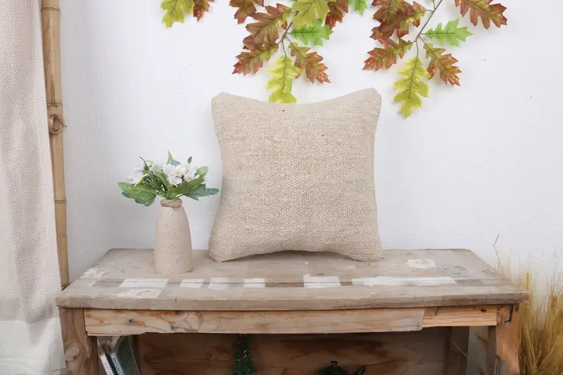 Pillow, Turkish Kilim Pillow, Home Decor Pillow, Decorative Throw Pillow Case, 14x14 White Pillow Cover, Boho Pillow Sham Cover - 1