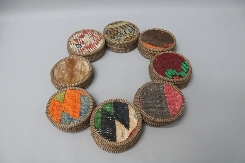 Bohemian Round Coaster, 5x5 inches Authentic Kilim Coaster