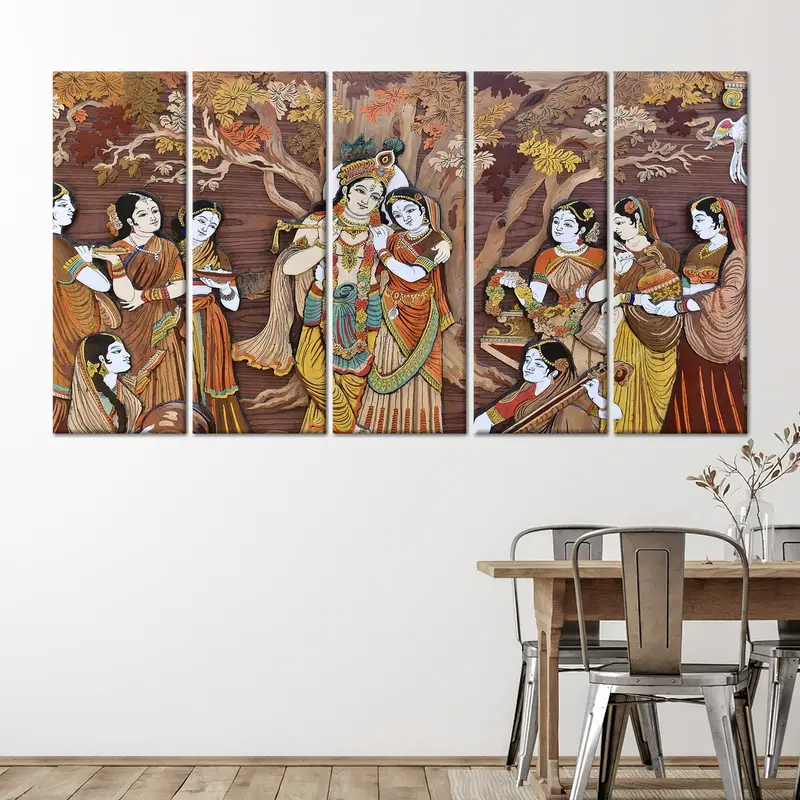 Radha Krishna Hindu Gods, Indian Wall Art, Radha Krishna Artwork, Indian Gods Canvas, Hindu Canvas, Hinduizm Wall Decor, Canvas Wall Art, - 5