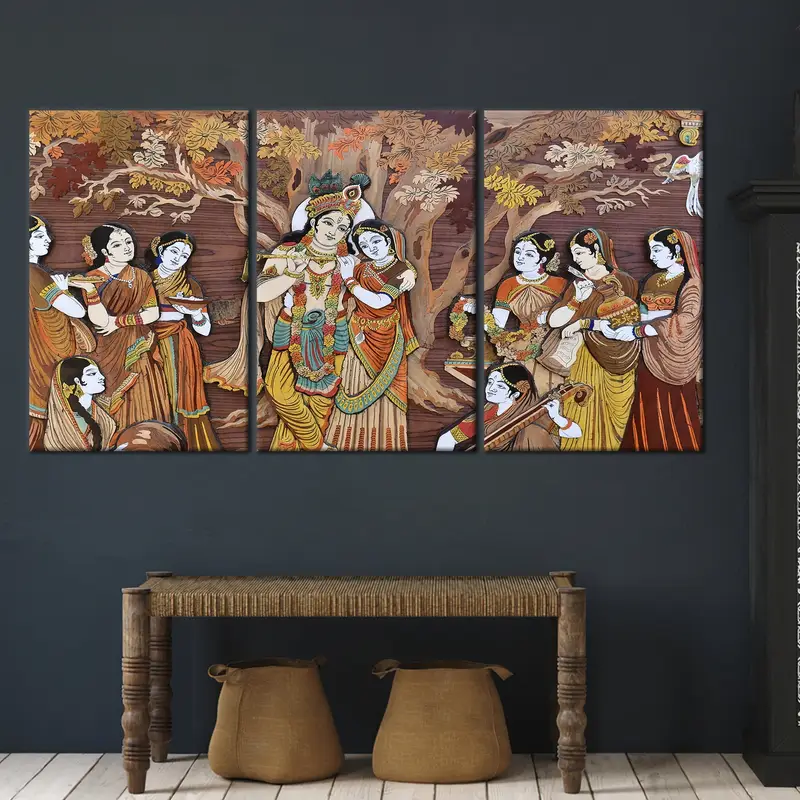 Radha Krishna Hindu Gods, Indian Wall Art, Radha Krishna Artwork, Indian Gods Canvas, Hindu Canvas, Hinduizm Wall Decor, Canvas Wall Art, - 3
