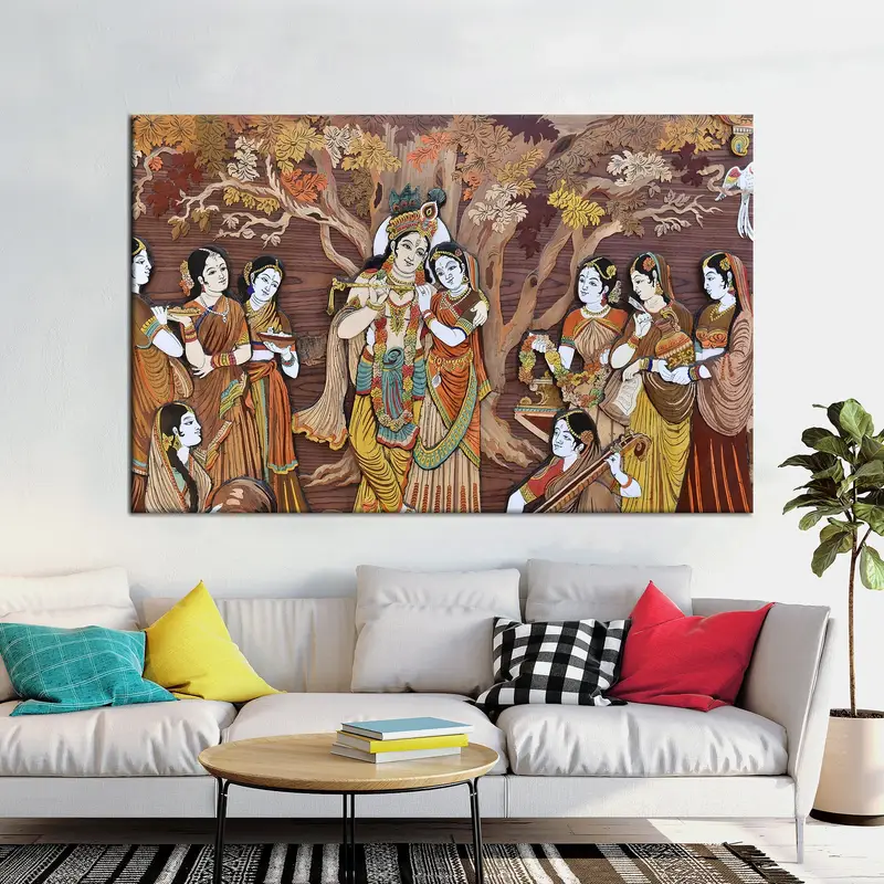 Radha Krishna Hindu Gods, Indian Wall Art, Radha Krishna Artwork, Indian Gods Canvas, Hindu Canvas, Hinduizm Wall Decor, Canvas Wall Art, - 2