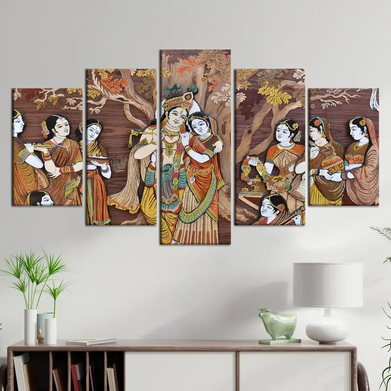Radha Krishna Hindu Gods, Indian Wall Art, Radha Krishna Artwork, Indian Gods Canvas, Hindu Canvas, Hinduizm Wall Decor, Canvas Wall Art, - 6