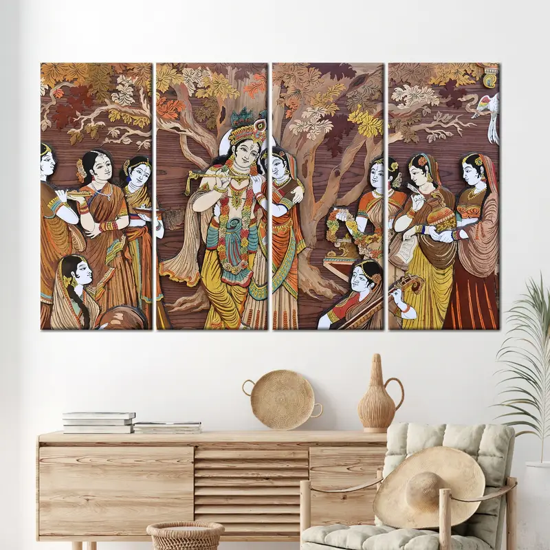 Radha Krishna Hindu Gods, Indian Wall Art, Radha Krishna Artwork, Indian Gods Canvas, Hindu Canvas, Hinduizm Wall Decor, Canvas Wall Art, - 4
