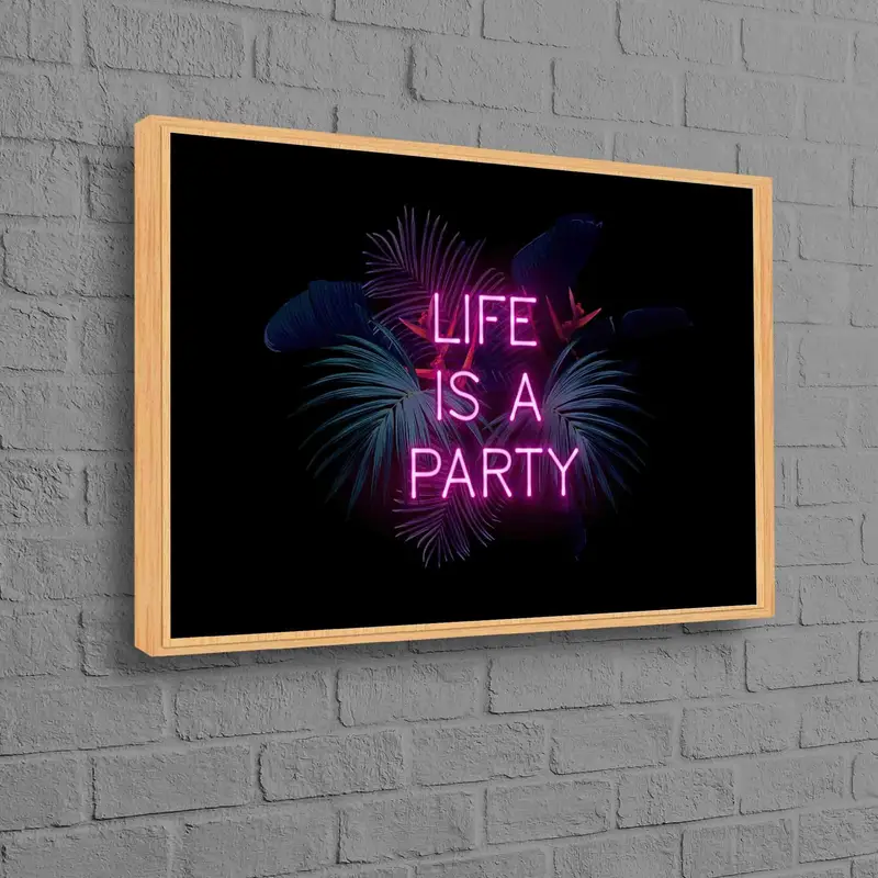 Lona impresa con diseño de fiesta tropical vibrante - Vibraciones tropicales de neón