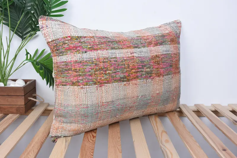 Turkish Kilim Pillow, Boho Throw Pillow Sham, Pillow for Couch, Ethnical Kilim Rug Pillow, 20x28 Purple Pillow Cover, Pillow Cover - 4