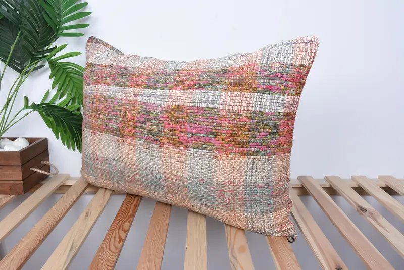 Turkish Kilim Pillow, Boho Throw Pillow Sham, Pillow for Couch, Ethnical Kilim Rug Pillow, 20x28 Purple Pillow Cover, Pillow Cover - 5