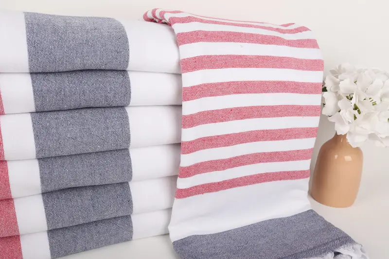 Organic towel, Traditional Turkish peshtemal for hammam, Sand-resistant towel, Bride Gift, Personalized Towel, 68x36 Cotton Striped Terry Towel - 2