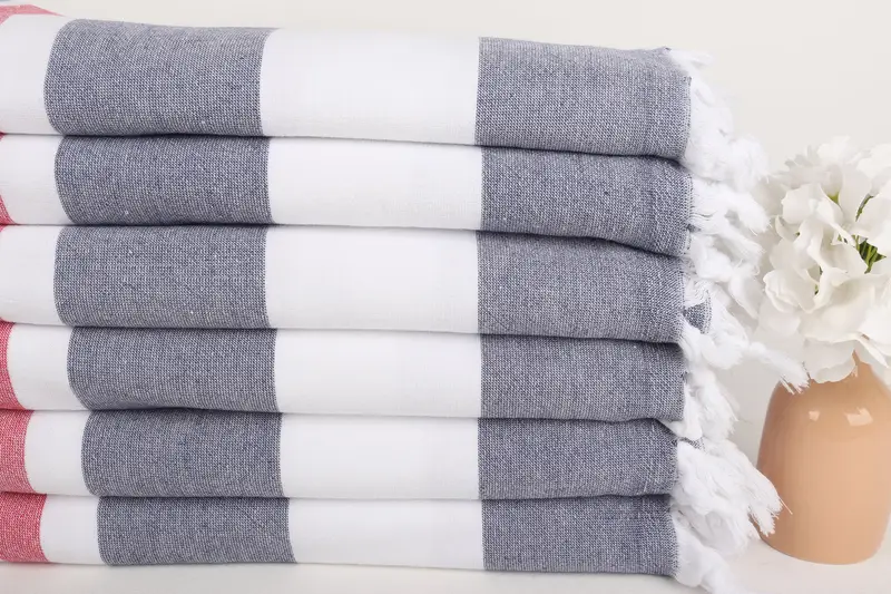 Organic towel, Traditional Turkish peshtemal for hammam, Sand-resistant towel, Bride Gift, Personalized Towel, 68x36 Cotton Striped Terry Towel - 3