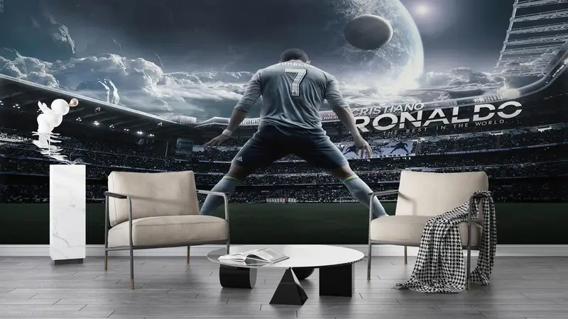 Wall Paper Peel and Stick, Custom Wall Paper, Paper Wall Art, Sport Wallpaper, Cristiano Ronaldo, Cristiano Ronaldo Wall Art, - 5