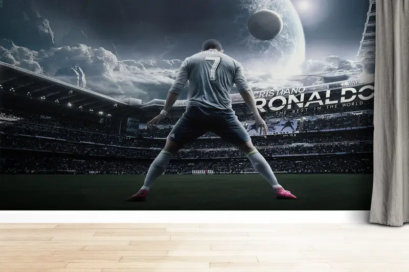 Wall Paper Peel and Stick, Custom Wall Paper, Paper Wall Art, Sport Wallpaper, Cristiano Ronaldo, Cristiano Ronaldo Wall Art, - 4