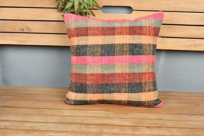 Patio Cushion Cover, Pillow for Couch, Turkish Kilim Pillow, Boho Pillow Sham Cover, Pillow Sham, Aesthetic Pillow Case, 18x18 Pink Cushion Case - 6