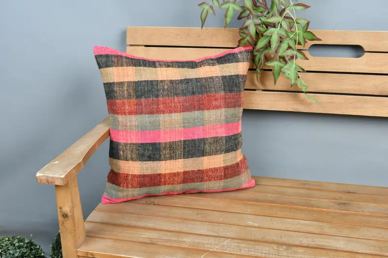 Patio Cushion Cover, Pillow for Couch, Turkish Kilim Pillow, Boho Pillow Sham Cover, Pillow Sham, Aesthetic Pillow Case, 18x18 Pink Cushion Case - 1