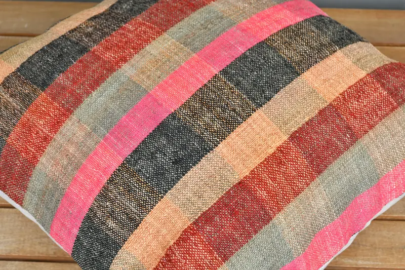 Patio Cushion Cover, Pillow for Couch, Turkish Kilim Pillow, Boho Pillow Sham Cover, Pillow Sham, Aesthetic Pillow Case, 18x18 Pink Cushion Case - 3