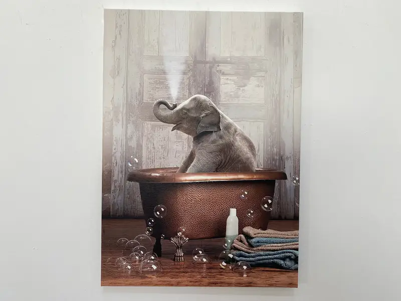 Elephant Canvas Wall Art, Elephant Bathroom Wall Decor, Bathtub Elephant Wall Art, Bathroom Canvas Art, Home Decor, Modern Wall Art, Canvas, - 1