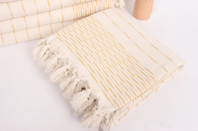 Couch Throw, Monogram Blanket, 98x92 Cotton Striped Design Towel, Bridal Shower Gift, Organic Beach Blanket, Wedding Favors, Monogram Beach Blanket - 5