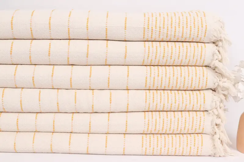 Couch Throw, Monogram Blanket, 98x92 Cotton Striped Design Towel, Bridal Shower Gift, Organic Beach Blanket, Wedding Favors, Monogram Beach Blanket - 3