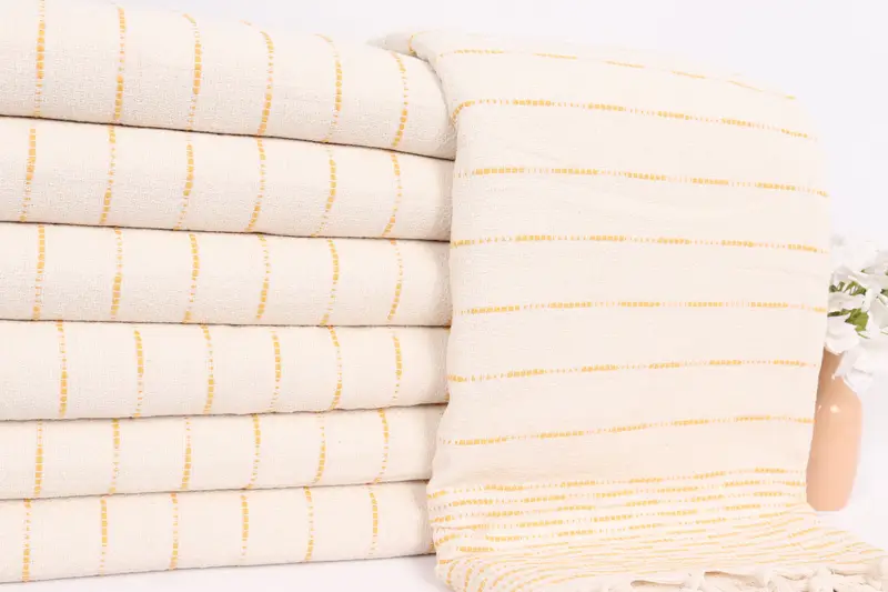Couch Throw, Monogram Blanket, 98x92 Cotton Striped Design Towel, Bridal Shower Gift, Organic Beach Blanket, Wedding Favors, Monogram Beach Blanket - 2