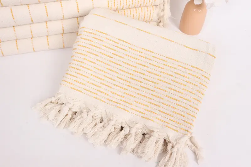 Couch Throw, Monogram Blanket, 98x92 Cotton Striped Design Towel, Bridal Shower Gift, Organic Beach Blanket, Wedding Favors, Monogram Beach Blanket - 4