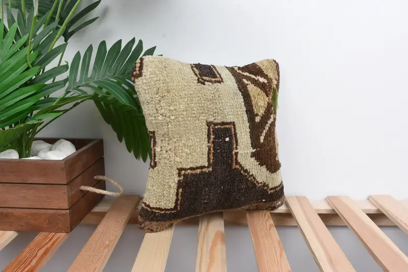 Bench Cushion Cover, Pillow Case, Hippie Throw Pillow Case, Home Decor Pillow, Antique Pillows, Pillow for Couch, 12x12 Beige Cushion Case - 4