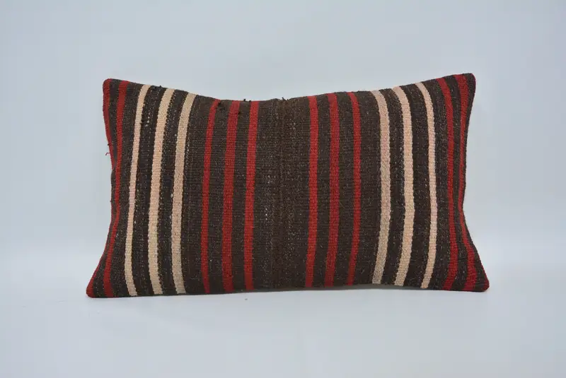 Pillow, Pillow for Sofa, Boho Pillow Sham Cover, Car Cushion Case, Turkish Kilim Pillow, 12x20 Brown Cushion, Aztec Pillow Case - 1