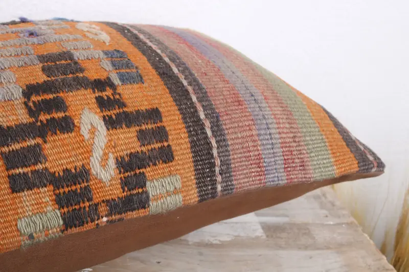 Antique Pillows, Ethnical Kilim Rug Pillow, Authentic Pillow, Cushion Cover, Kilim Pillow, 12x20 Gray Cushion Cover - 6