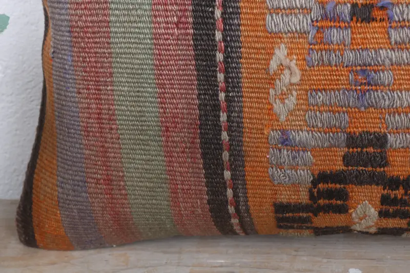 Antique Pillows, Ethnical Kilim Rug Pillow, Authentic Pillow, Cushion Cover, Kilim Pillow, 12x20 Gray Cushion Cover - 3