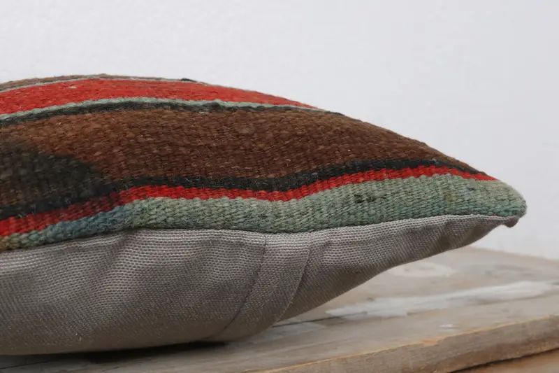 12x12 Red Pillow, Handmade Kilim Cushion, Pillow Sham, Handmade Rug Seat Pillow Sham, Oriental Cushion Case, Kilim Cushion Sham, Pillow for Couch - 6