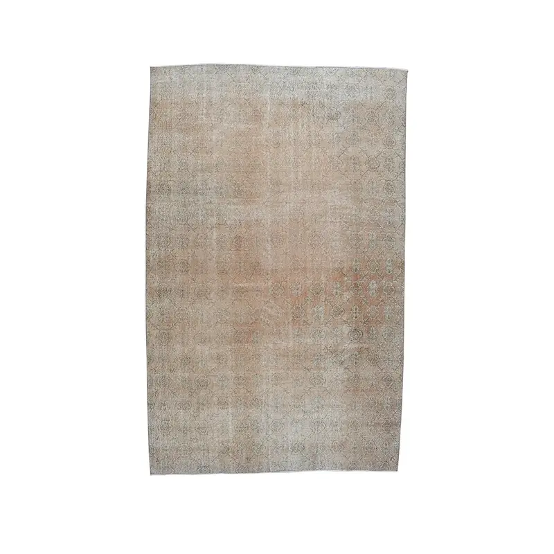 Vintage Turkish Rug, 6.8x10.8 ft Oushak Rug, Brown Gray Oriental Rug - 1
