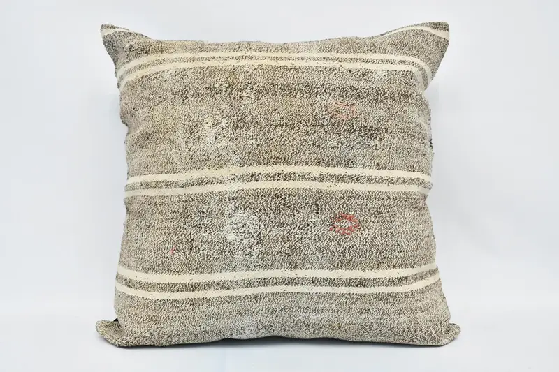 Pillow for Couch, Turkish Bench Pillow Case, 28x28 Beige Pillow Sham, Knitted Pillow Case, Cushion Cover, Turkish Kilim Pillow, Gift Pillow - 1