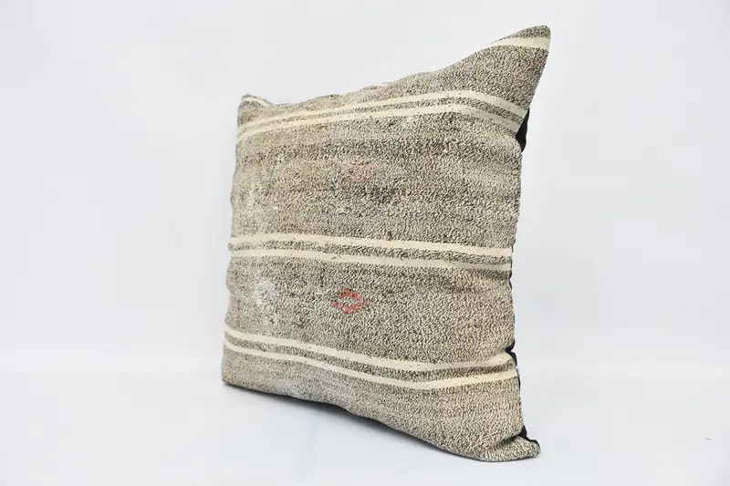Pillow for Couch, Turkish Bench Pillow Case, 28x28 Beige Pillow Sham, Knitted Pillow Case, Cushion Cover, Turkish Kilim Pillow, Gift Pillow - 4