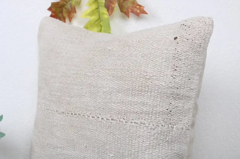Antique Pillows, Ethnical Kilim Rug Pillow, Outdoor Cushion Case, 16x16 Beige Pillow Sham, Home Decor Pillow, Authentic Pillow Case, Pillow Sham - 5