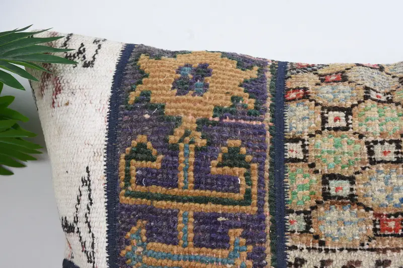 Throw Kilim Pillow, Cushion Case, 20x28 Blue Cushion Cover, Boho Pillow, Vintage Pillow, Aesthetic Cushion, Knitted Pillow Case - 2