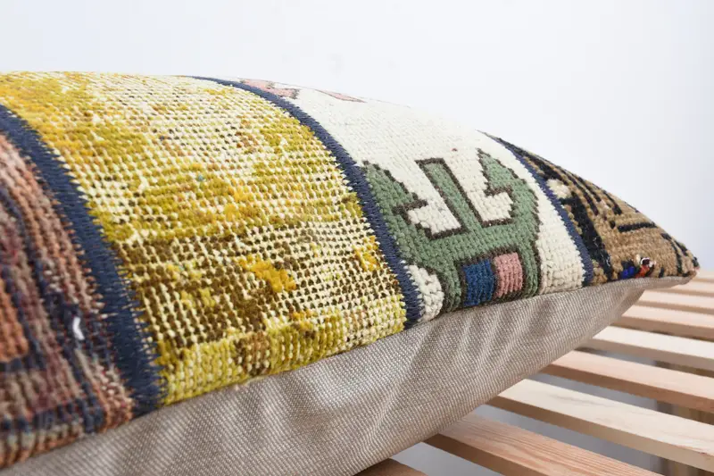 Throw Kilim Pillow, Cushion Case, 20x28 Blue Cushion Cover, Boho Pillow, Vintage Pillow, Aesthetic Cushion, Knitted Pillow Case - 7