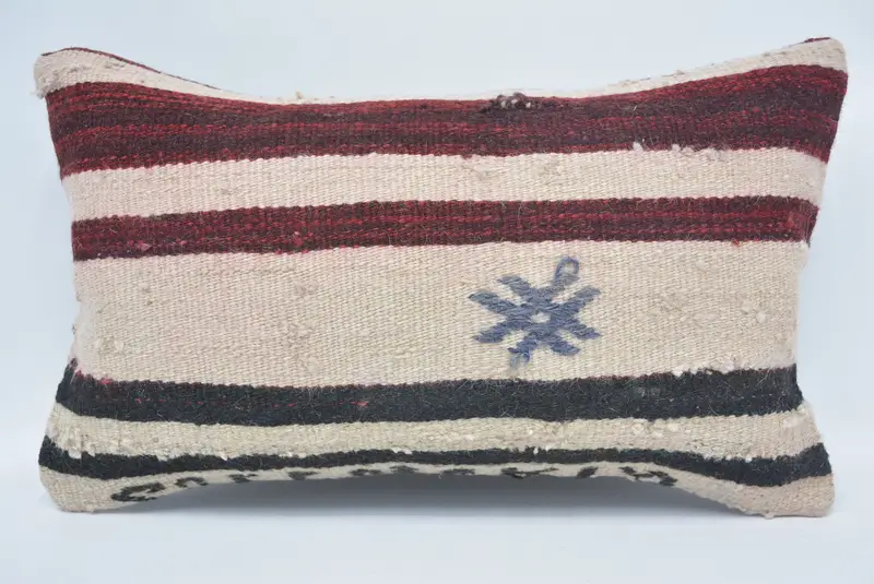 12x20 White Pillow, Vintage Kilim Throw Pillow, Bolster Cushion, Vintage Kilim Pillow, Cushion, Seat Pillow Case, Kilim Cushion Sham - 1