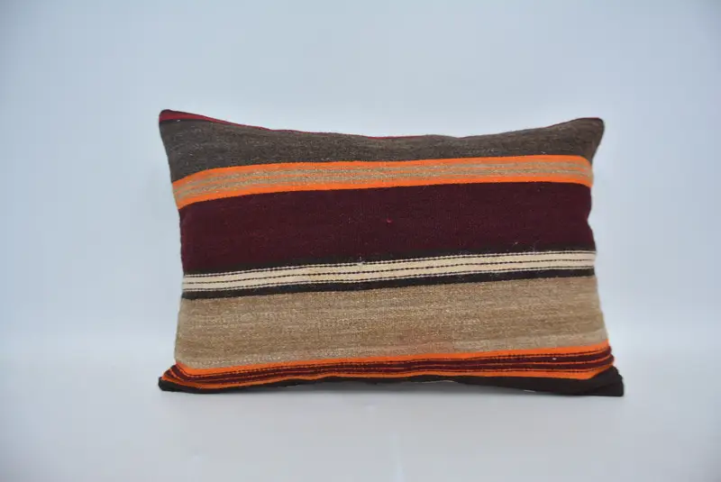 Couch Cushion Cover, Boho Chic Cushion Case, Ethnical Kilim Rug Pillow, Pillow Case, Turkish Pillow, Antique Pillows, 16x24 Brown Pillow - 1