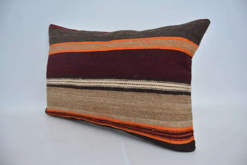 Couch Cushion Cover, Boho Chic Cushion Case, Ethnical Kilim Rug Pillow, Pillow Case, Turkish Pillow, Antique Pillows, 16x24 Brown Pillow - 4