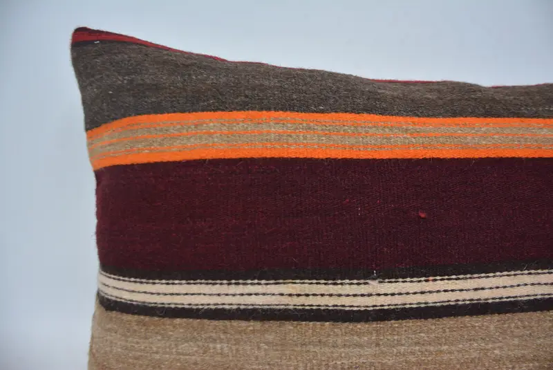 Couch Cushion Cover, Boho Chic Cushion Case, Ethnical Kilim Rug Pillow, Pillow Case, Turkish Pillow, Antique Pillows, 16x24 Brown Pillow - 2