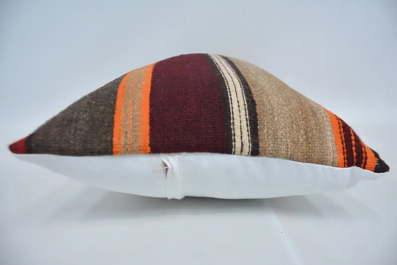 Couch Cushion Cover, Boho Chic Cushion Case, Ethnical Kilim Rug Pillow, Pillow Case, Turkish Pillow, Antique Pillows, 16x24 Brown Pillow - 5