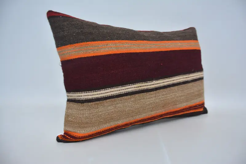 Couch Cushion Cover, Boho Chic Cushion Case, Ethnical Kilim Rug Pillow, Pillow Case, Turkish Pillow, Antique Pillows, 16x24 Brown Pillow - 3