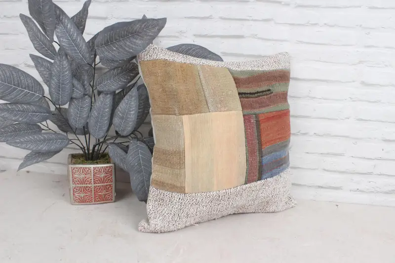 Pillow, Colorful Cushion, Home Decor Pillow, 18x18 White Pillow Sham, Neutral Throw Cushion Case, Gift Pillow, Interior Designer Pillow - 3